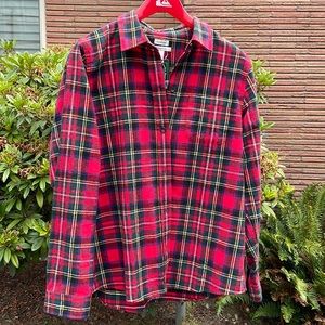 LL Bean scotch plaid flannel shirt. Medium